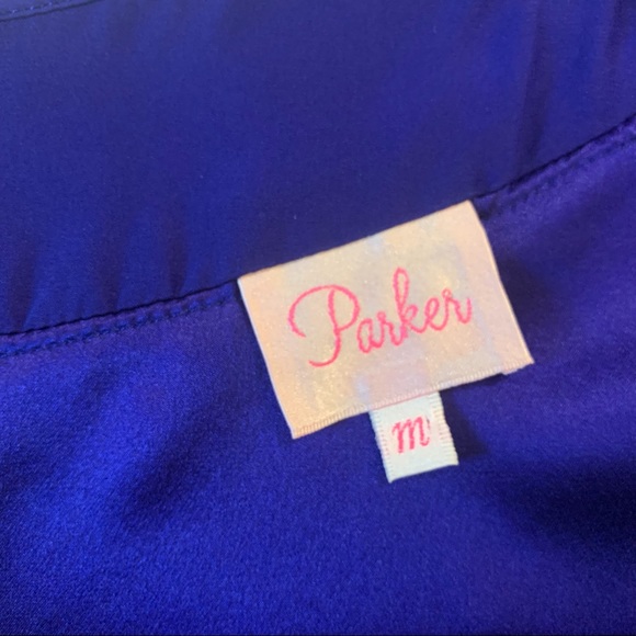 PARKER ROYAL BLUE SILK ONE SHOULDER BLOUSE TOP - Picture 8 of 10